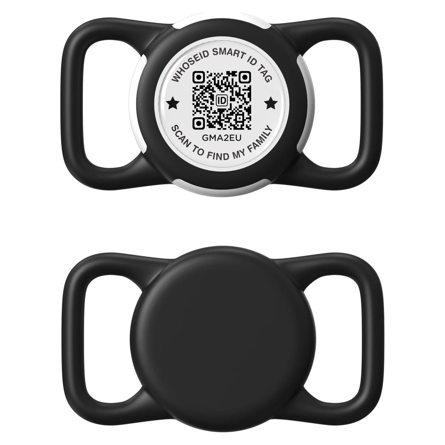 Soporte Airtag WhoseID Negro Regular con Código QR