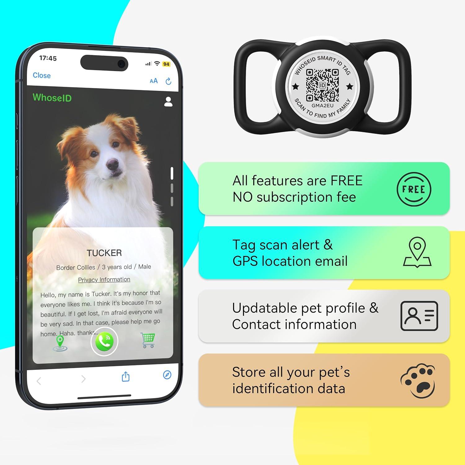 Soporte Airtag WhoseID Negro Regular con Código QR