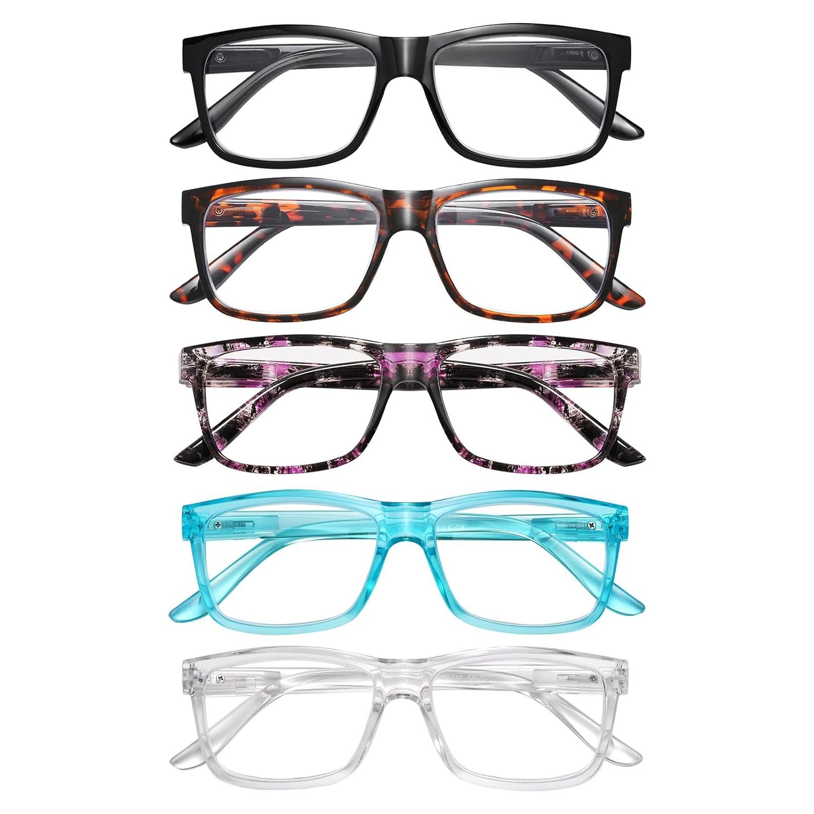 Reading Glasses for Women Men - 5 Pack Blue Light Blocking UV Filter Computer Readers,Anti Eyestrain Eyeglasses (MIX, 0)
