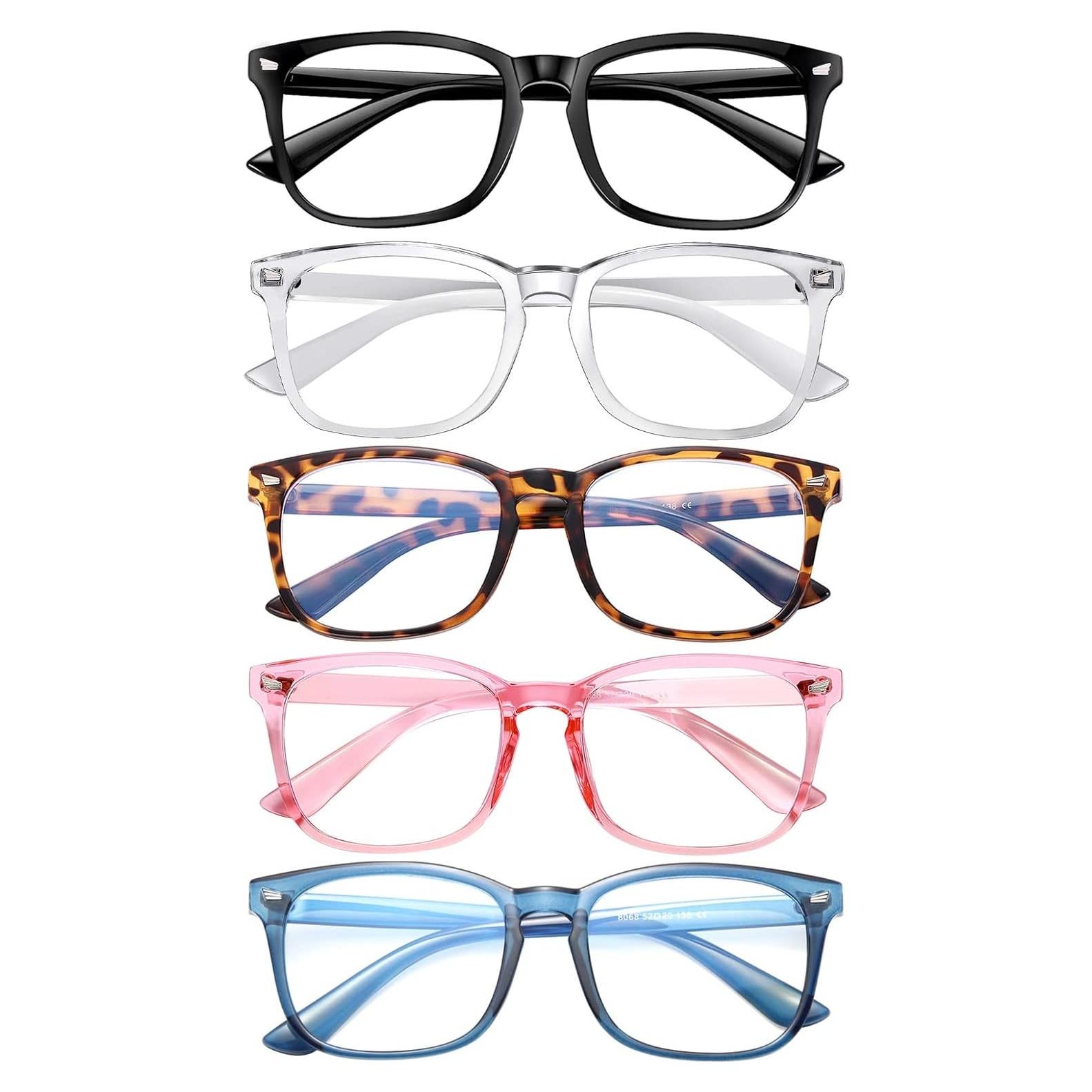 5 Pack Reading Glasses for Women Men, Blue Light Blocking Computer Readers UV Glare(Multicolor, 0.5x)