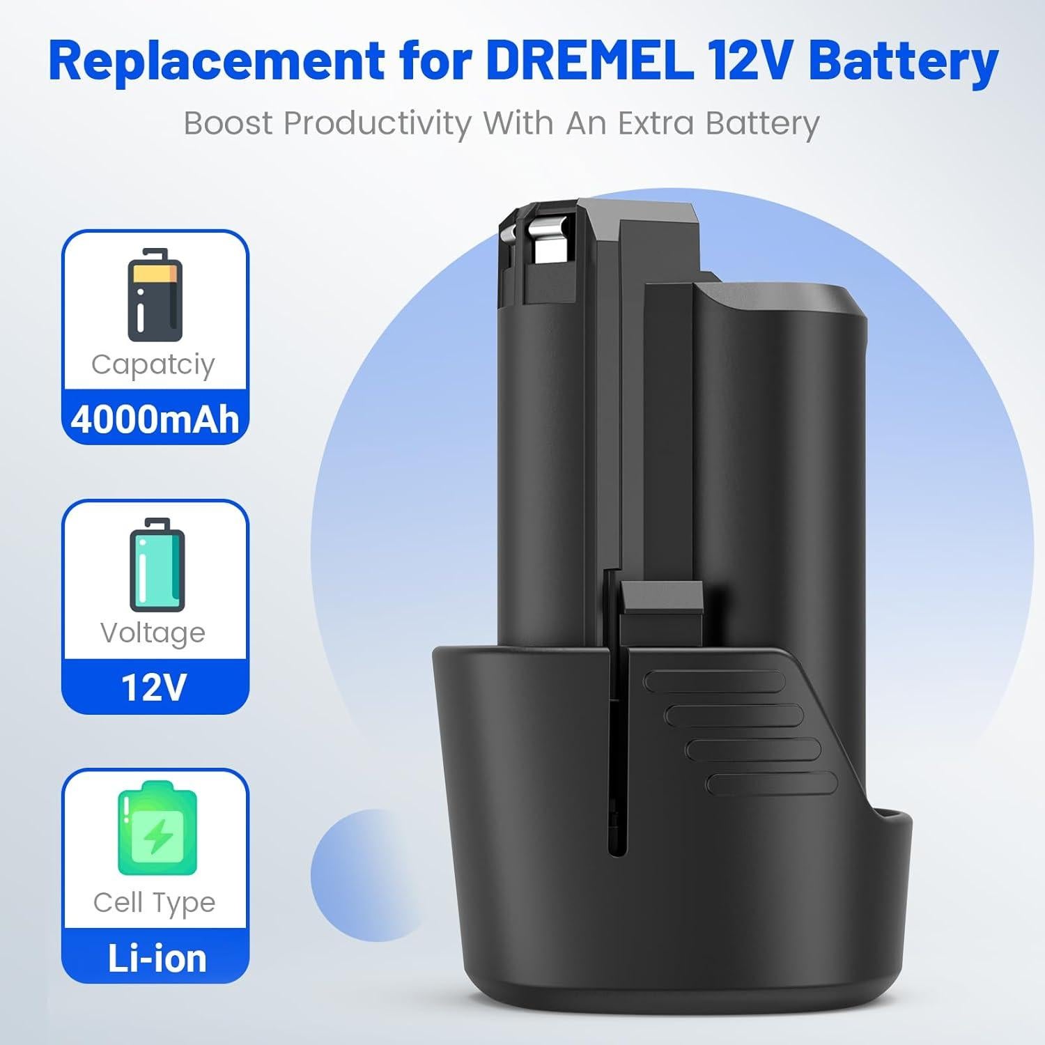 Batería de Reemplazo Futurebatt 12V 4000mAh para Dremel
