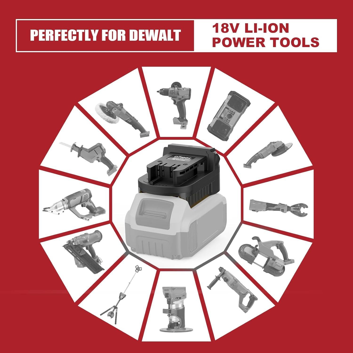 Adaptador de Batería Dewalt a Milwaukee 18V/20V con USB Type-C