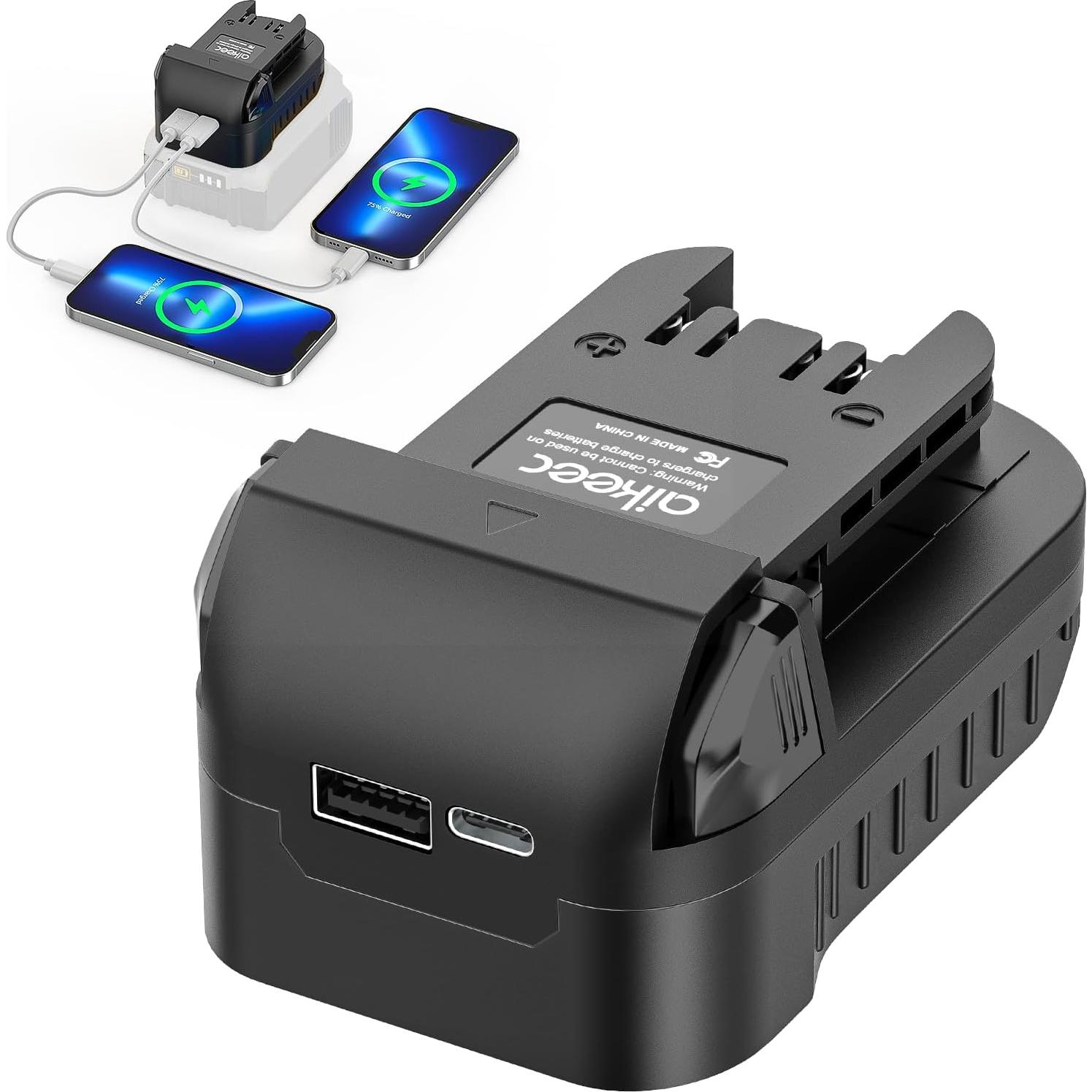 Adaptador de Batería Dewalt a Milwaukee 18V/20V con USB Type-C