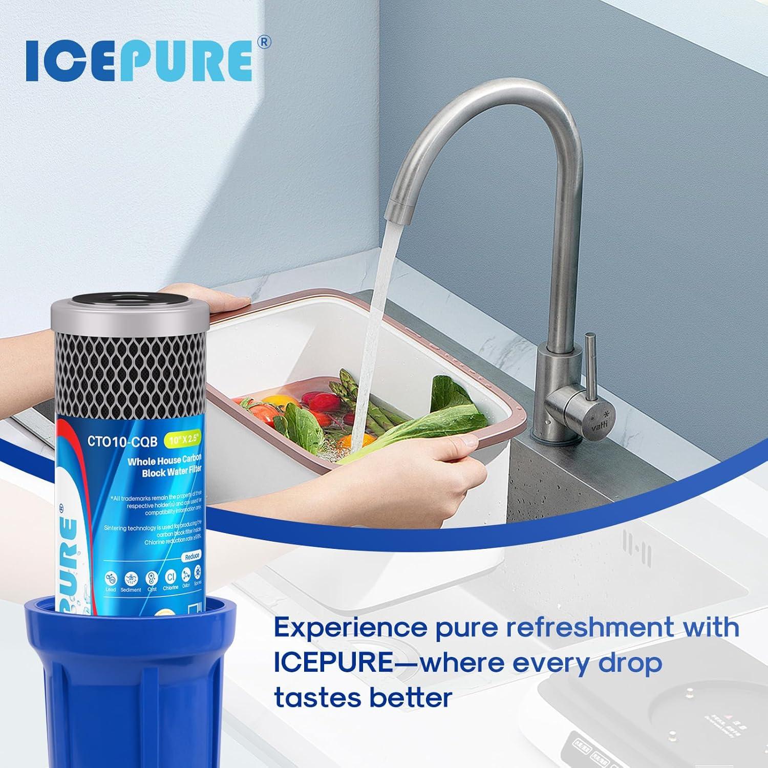 Filtro de Agua ICEPURE 10" x 2.5" Carbón Activado 1 Micrón 2 Pack