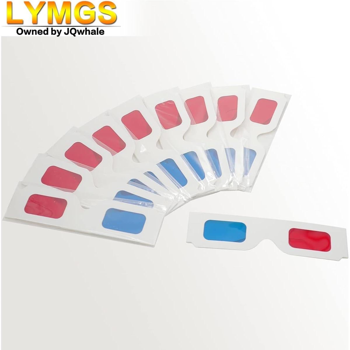 10 Pares de Gafas 3D LYMGS Rojo y Cian en Cartón