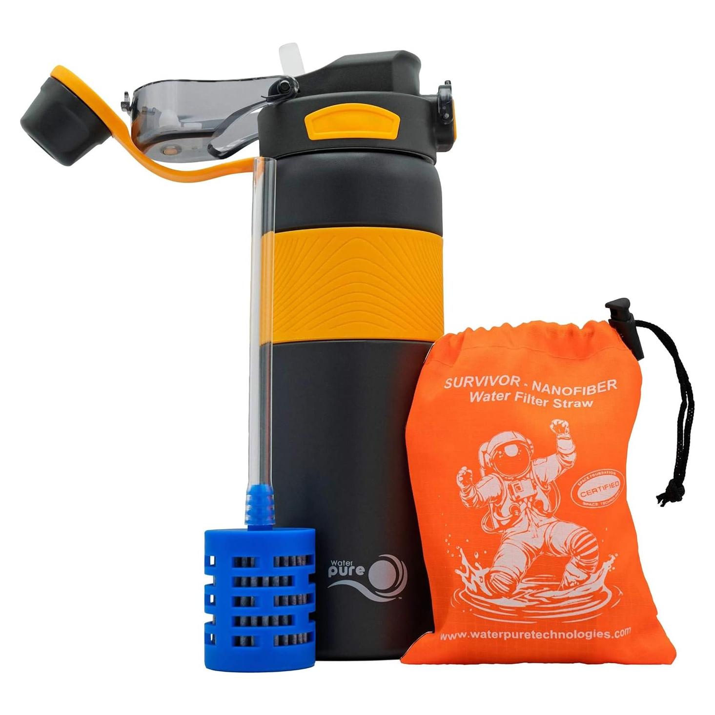 Botella de Agua Filtrada Survivor con Filtro NASA 400 Capas