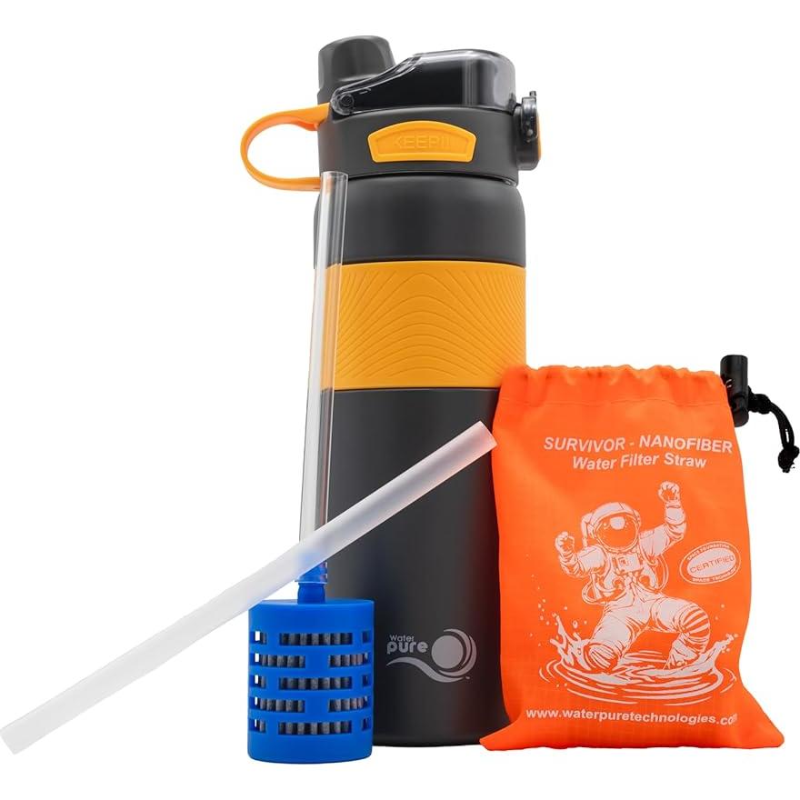 Botella de Agua Filtrada Survivor con Filtro NASA 400 Capas