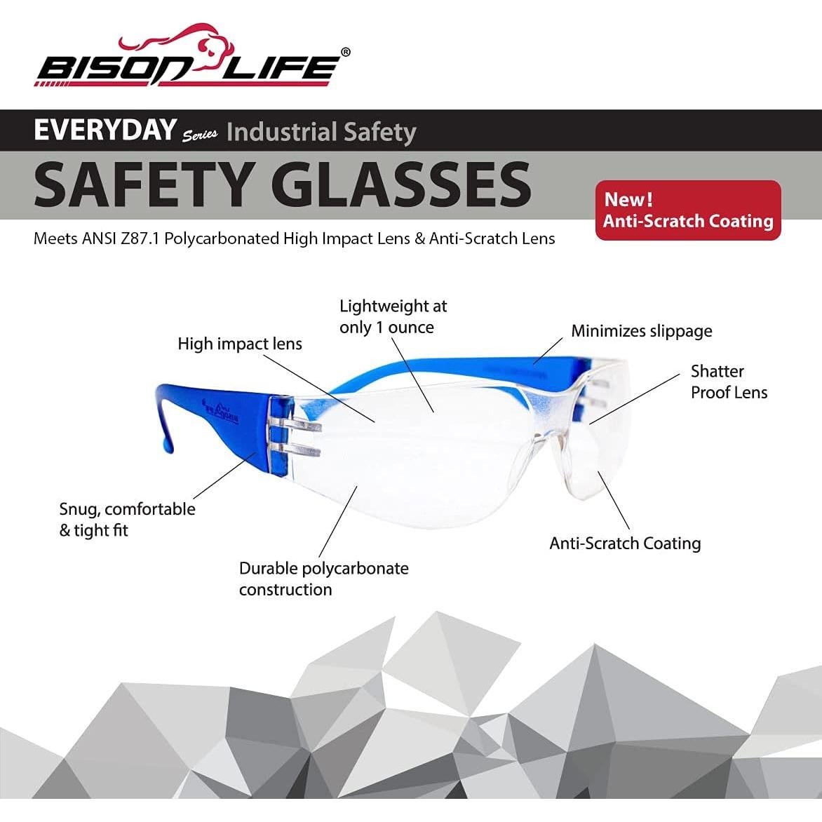 Gafas de Seguridad BISON LIFE - Lente Clara y Templo Azul