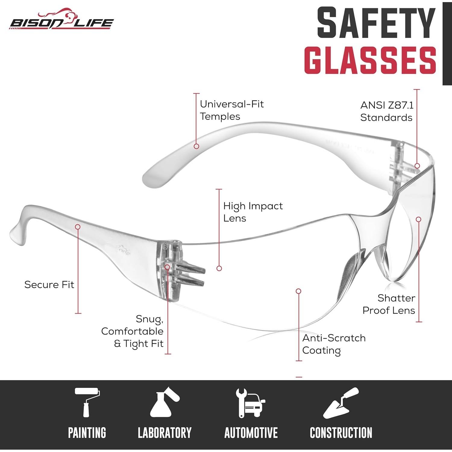 Gafas de Seguridad BISON LIFE - Lente Clara Antirrayaduras