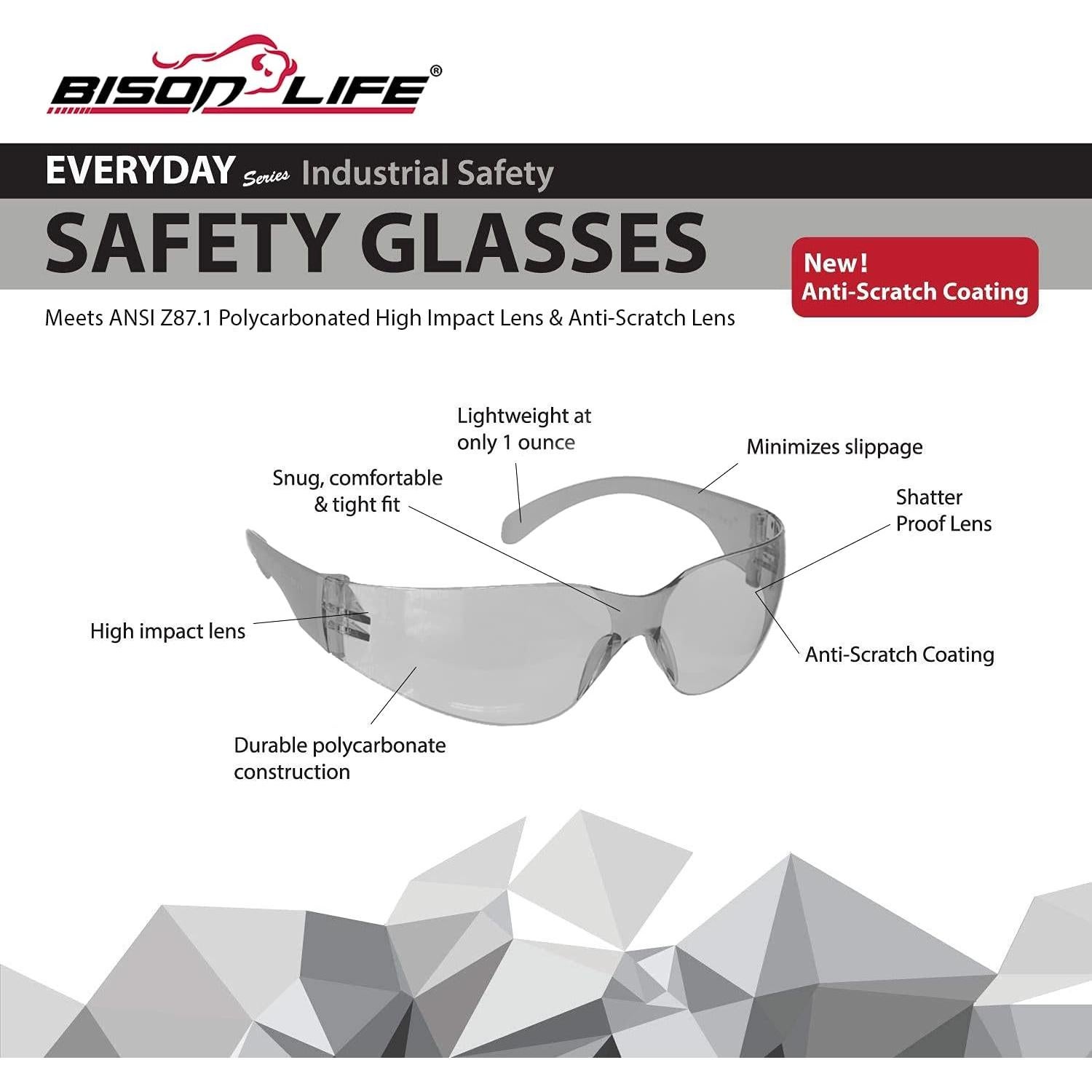 Gafas de Seguridad BISON LIFE - Lente Envolvente Antirrayas