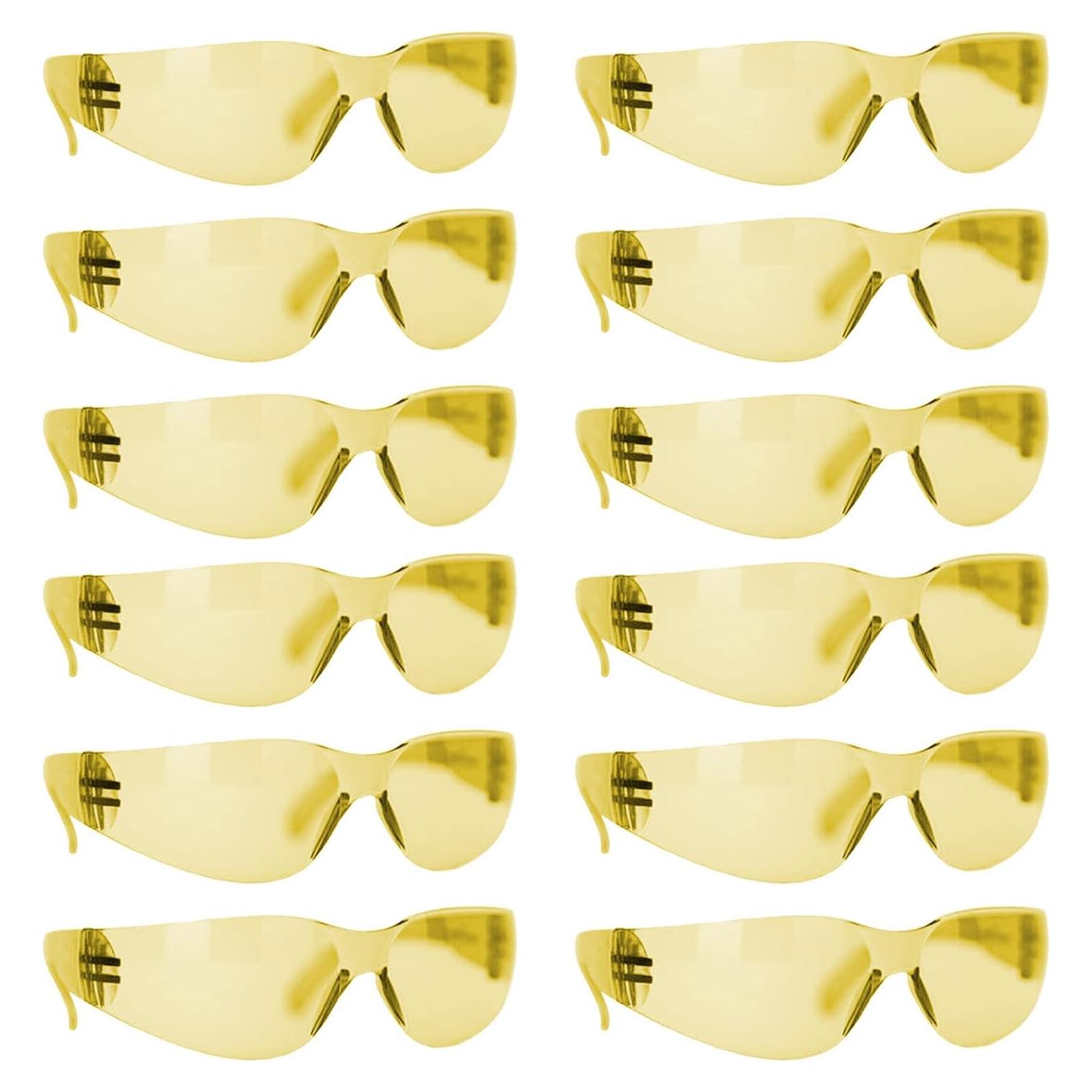 Gafas de Seguridad BISON LIFE - 12 Pares Amarillo Antirrayaduras