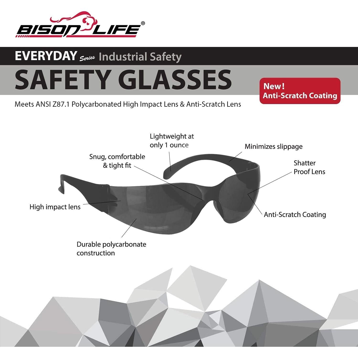 Gafas de Seguridad BISON LIFE - Lente Envolvente Antirrayas