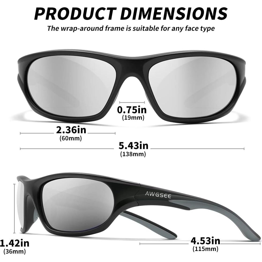 Gafas de sol deportivas AWGSEE TR90 polarizadas UV400