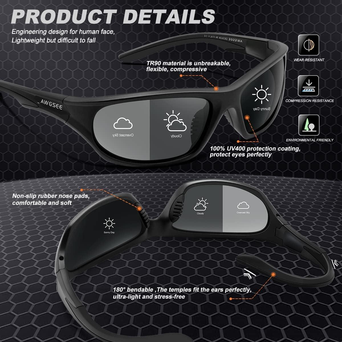 Gafas de sol deportivas AWGSEE TR90 polarizadas UV400