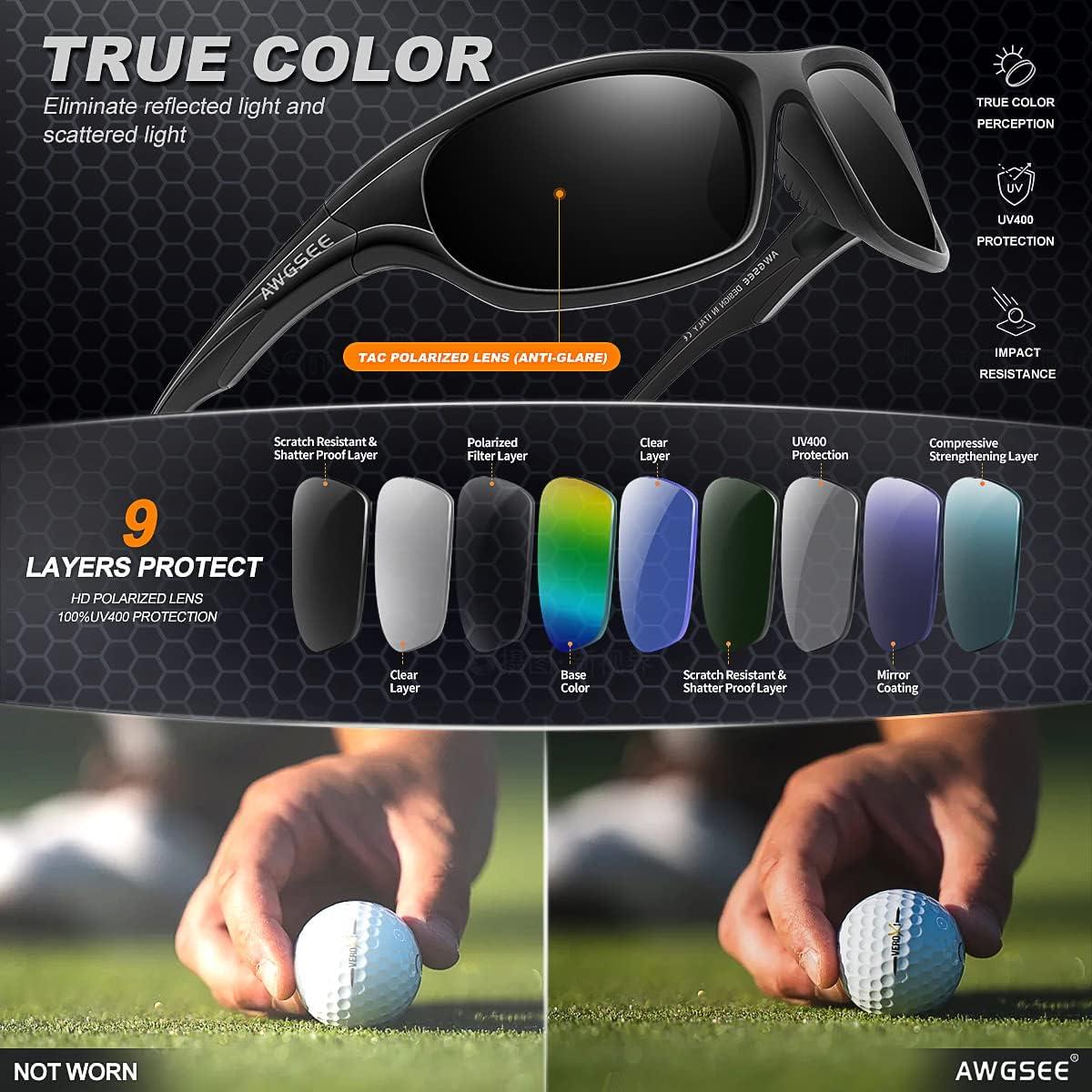 Gafas de sol polarizadas AWGSEE para hombres UV400 TR90