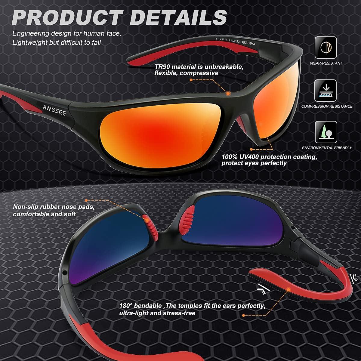 Gafas de sol deportivas AWGSEE TR90 polarizadas UV400