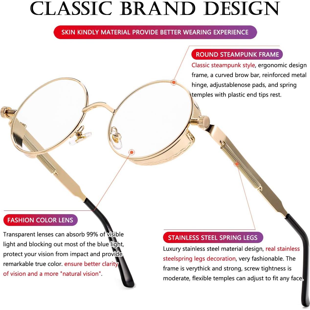 Gafas de sol redondas AIEYEZO Steampunk UV 100% bloqueadores