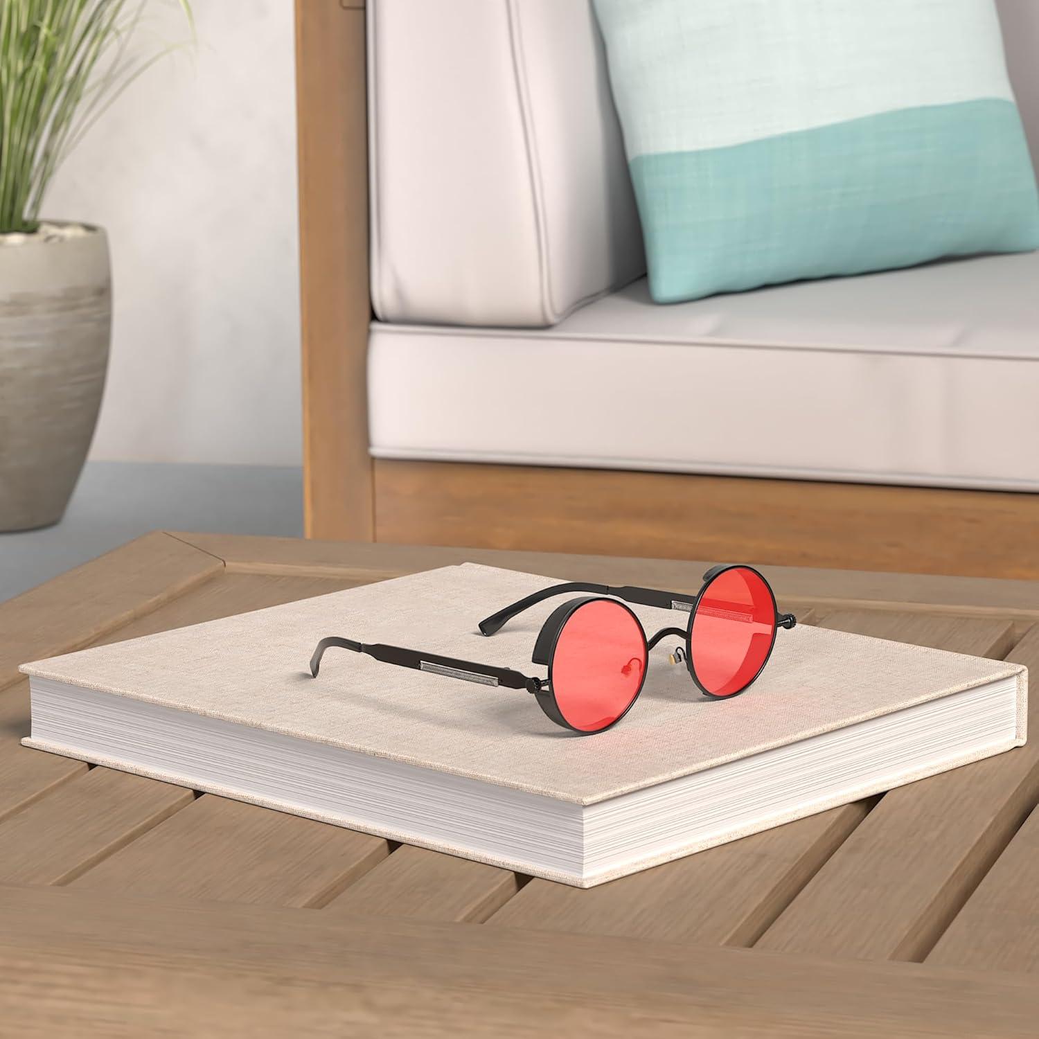 Gafas de sol redondas AIEYEZO Steampunk UV 100% bloqueadores