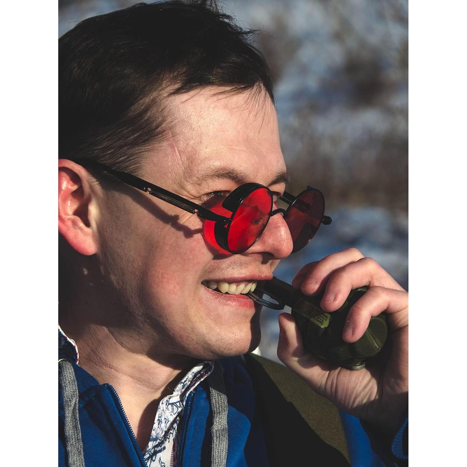 Gafas de sol redondas AIEYEZO Steampunk UV 100% bloqueadores