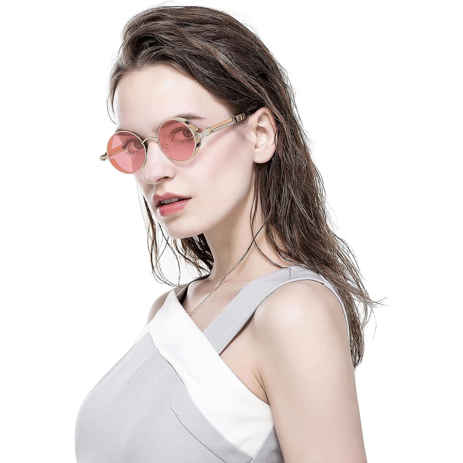 Gafas de sol redondas AIEYEZO Steampunk UV 100% - Paquete de 2