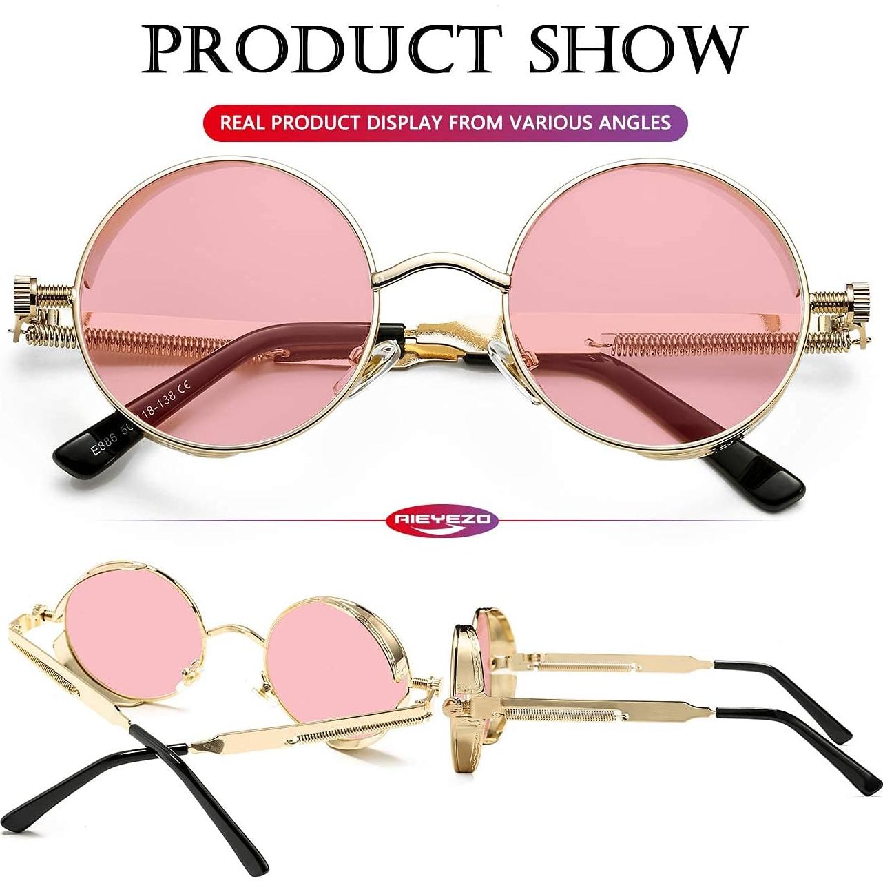 Gafas de sol redondas AIEYEZO Steampunk UV 100% - Paquete de 2