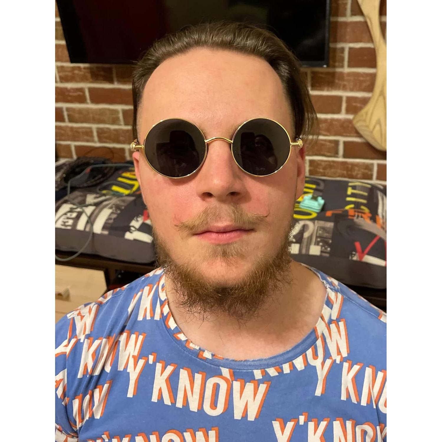 Gafas de sol redondas AIEYEZO Steampunk UV 100% oro/gris