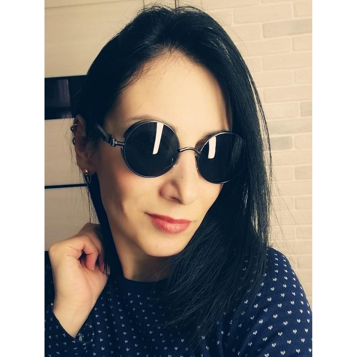 Gafas de sol redondas AIEYEZO Steampunk UV 100% - Paquete de 2