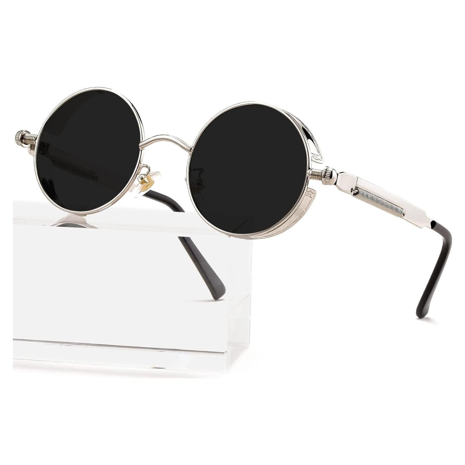 Gafas de sol redondas AIEYEZO Steampunk UV 100% bloqueadores