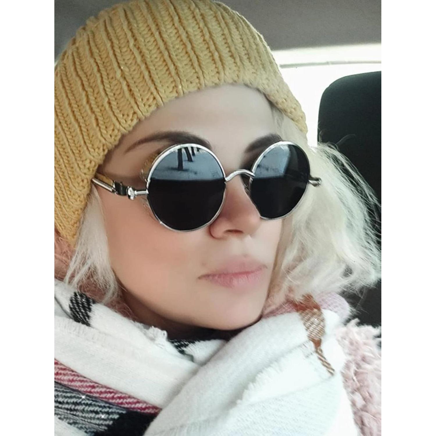 Gafas de sol redondas AIEYEZO Steampunk UV 100% bloqueadores