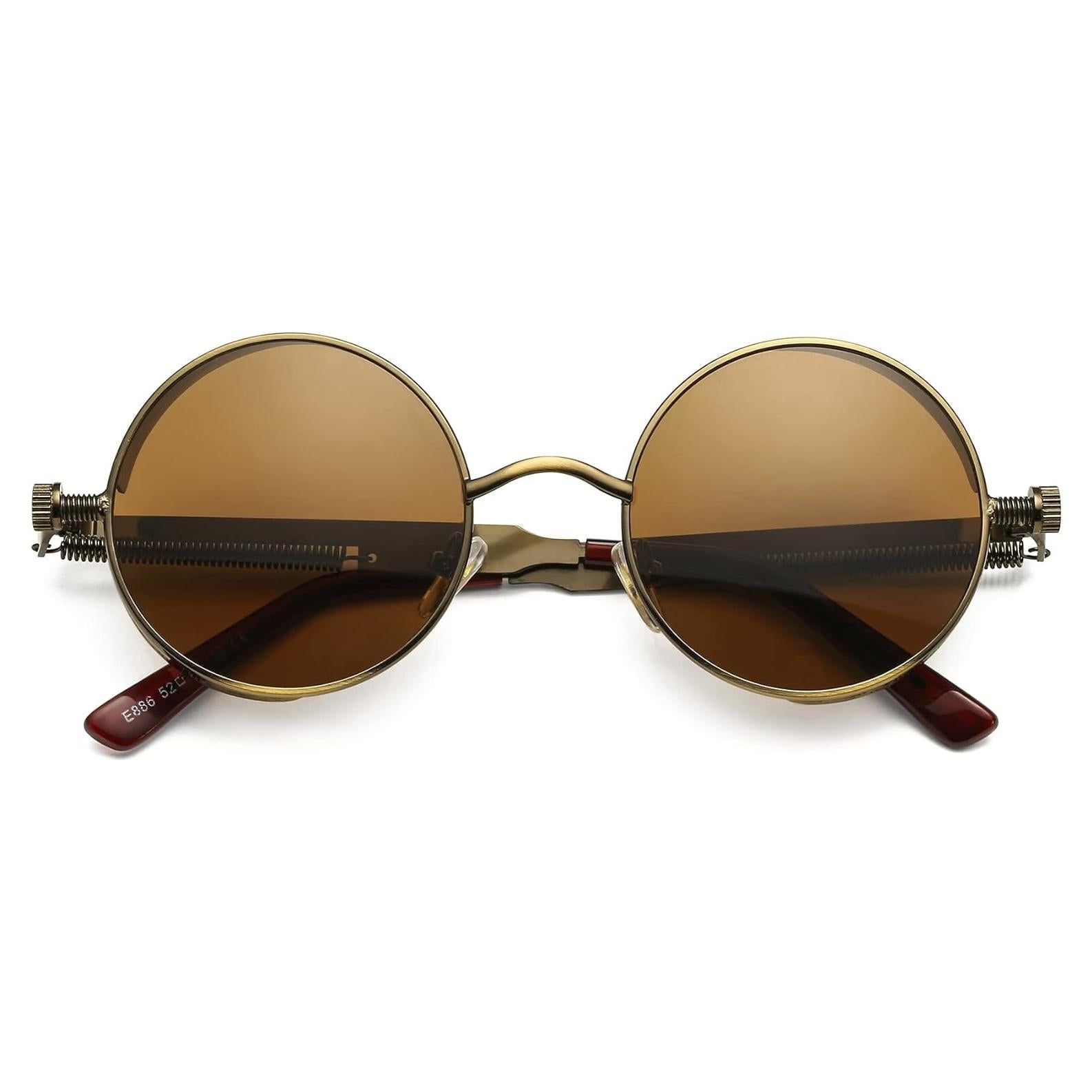 Gafas de sol redondas AIEYEZO Steampunk UV 100% Bronce