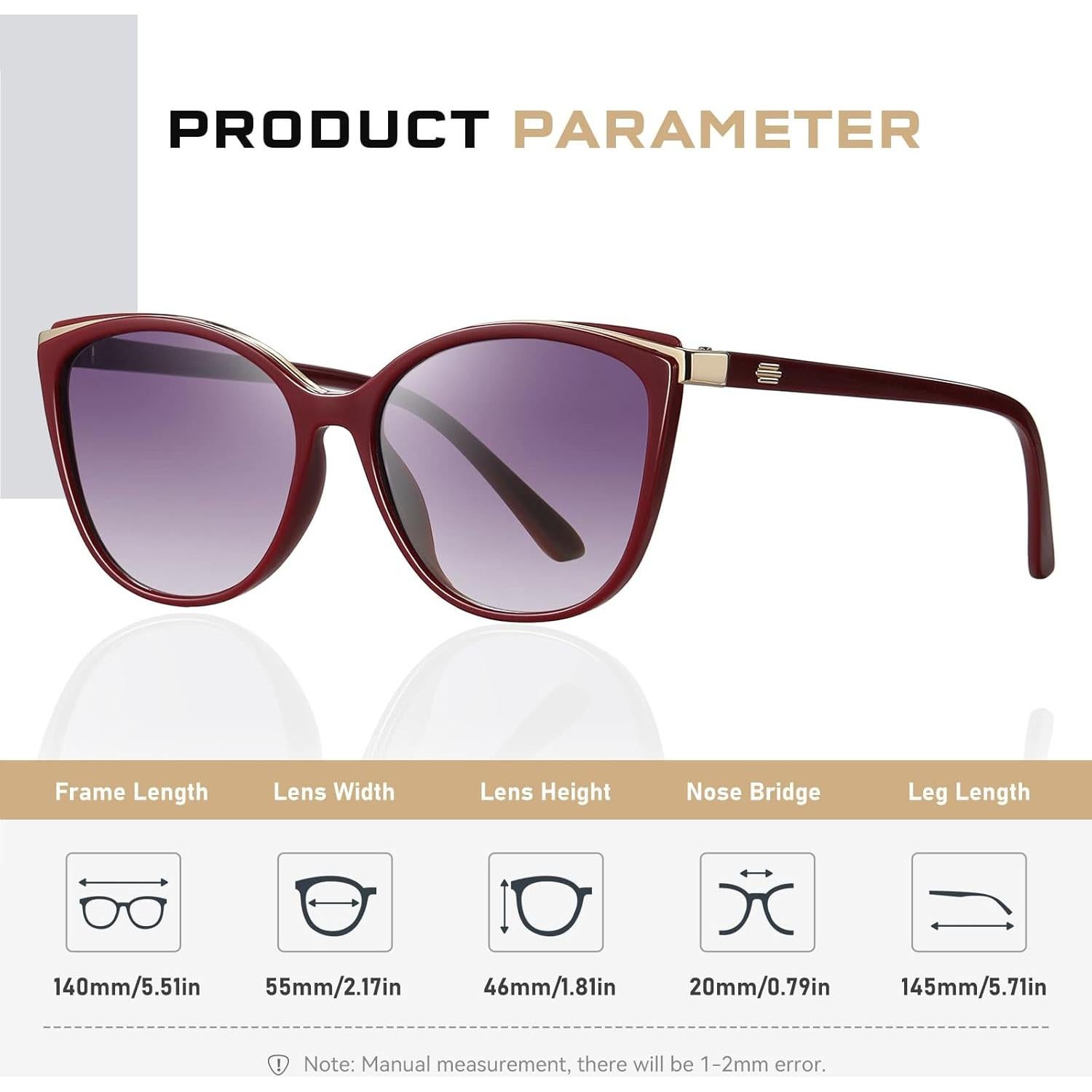 Gafas de sol estilo gato Colrea UV400 para mujeres