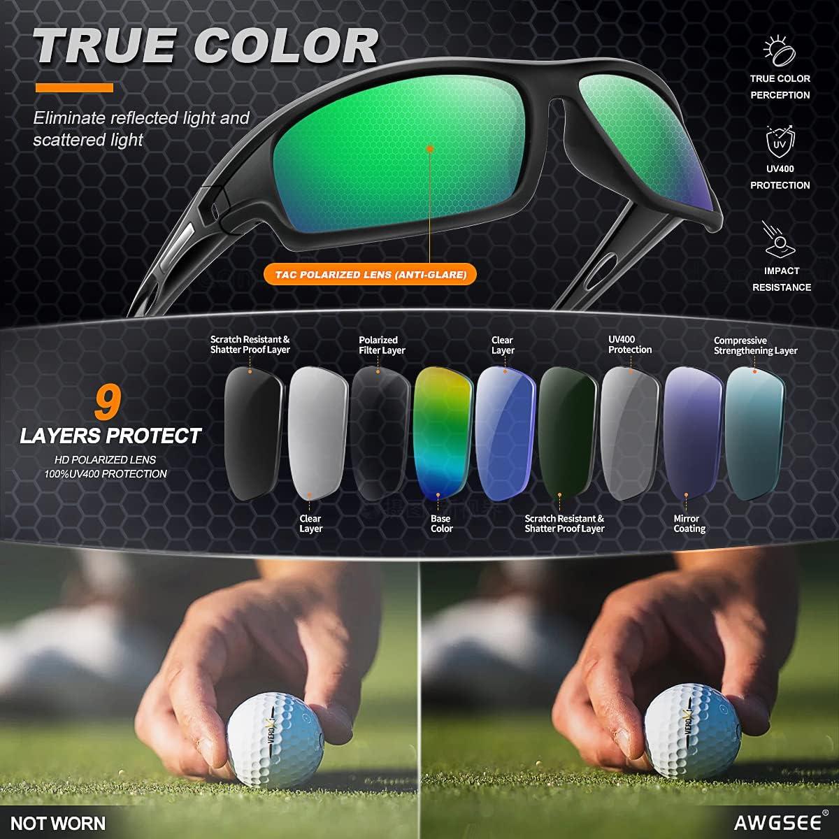 Gafas de Sol Deportivas Polarizadas Hombres Marco Negro Verde