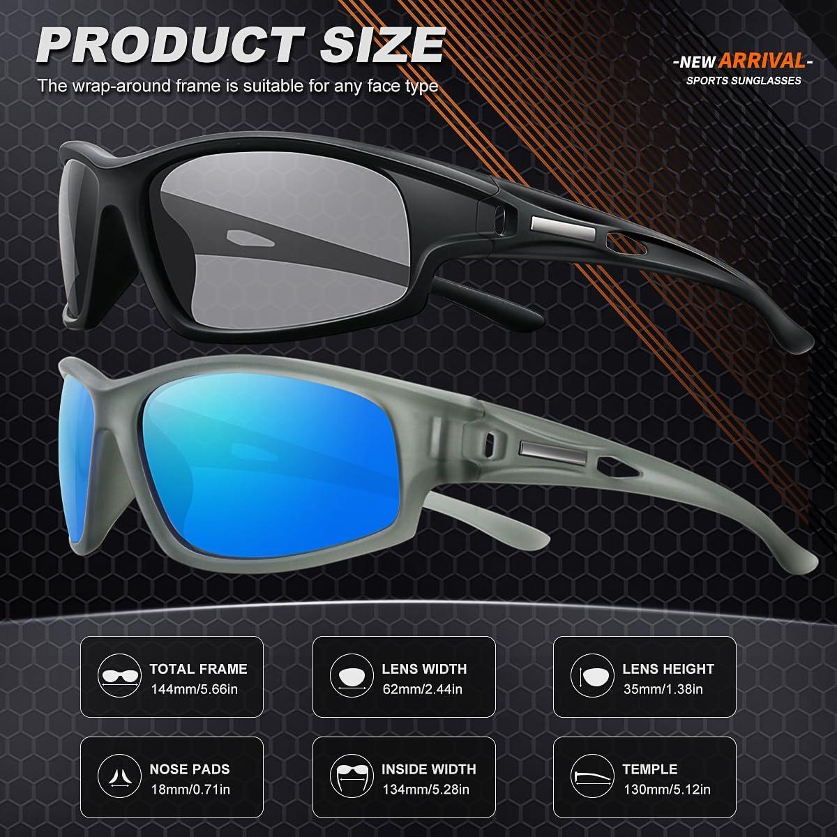 Gafas de Sol Deportivas Polarizadas Hombres UV 100% 2pack