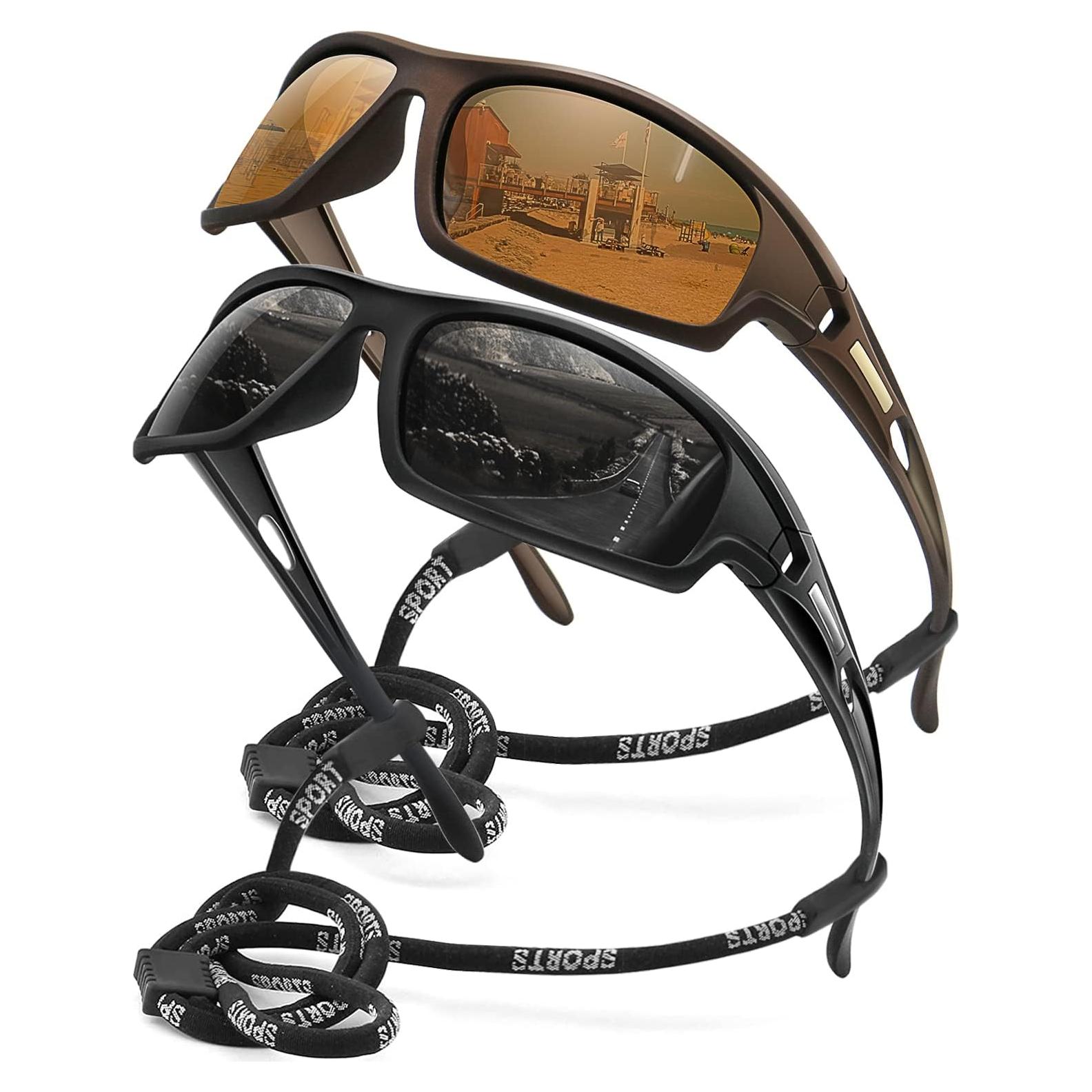 Gafas de sol deportivas AWGSEE polarizadas 100% UV paquete de 2