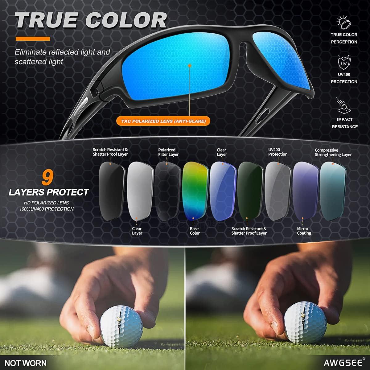 Gafas de sol deportivas polarizadas Hombres Marco negro Lente azul