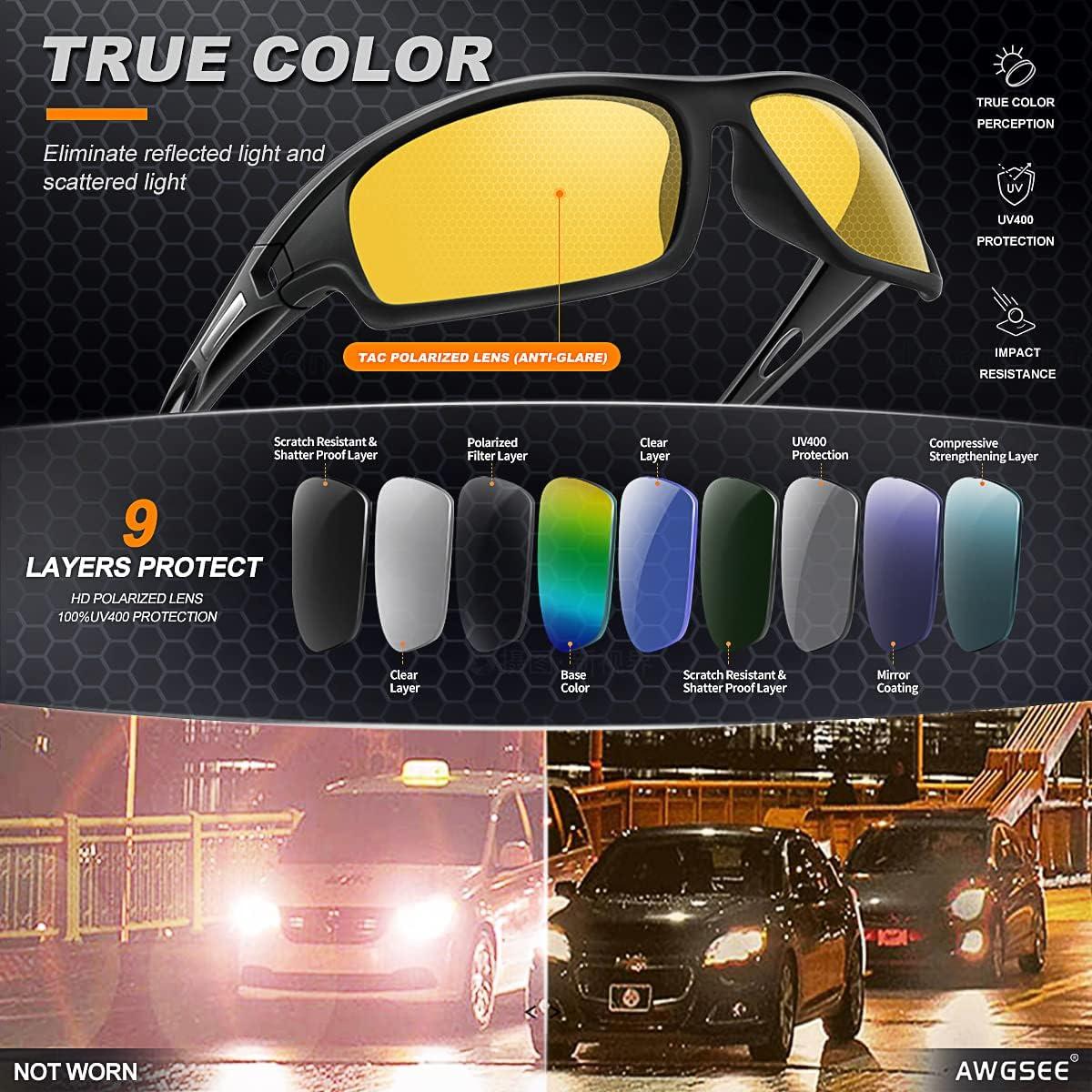 Gafas de sol deportivas AWGSEE polarizadas 100% UV paquete de 2