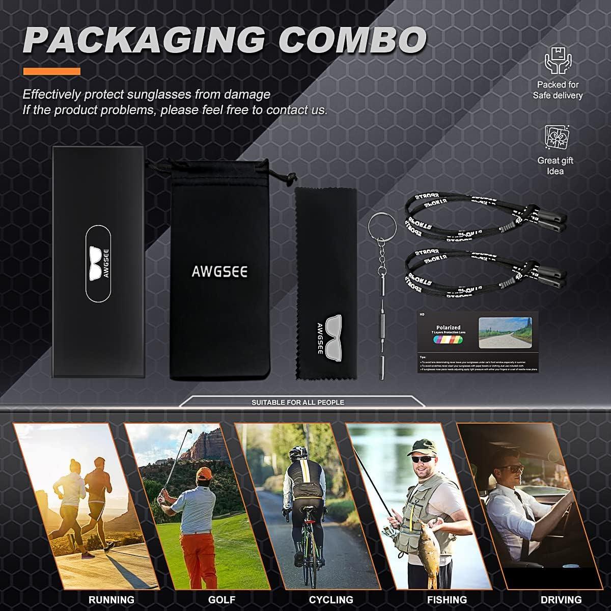 Gafas de sol deportivas AWGSEE polarizadas 100% UV paquete de 2