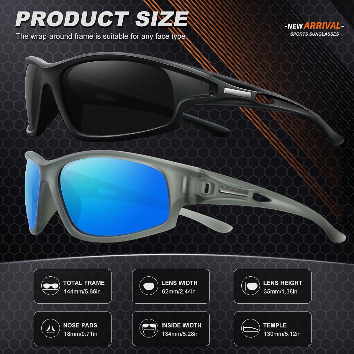 Gafas de sol polarizadas AWGSEE 100% UV 2pack Negro+Gris-Azul