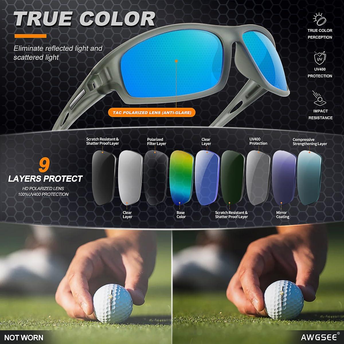 Gafas de sol polarizadas AWGSEE 100% UV 2pack Negro+Gris-Azul