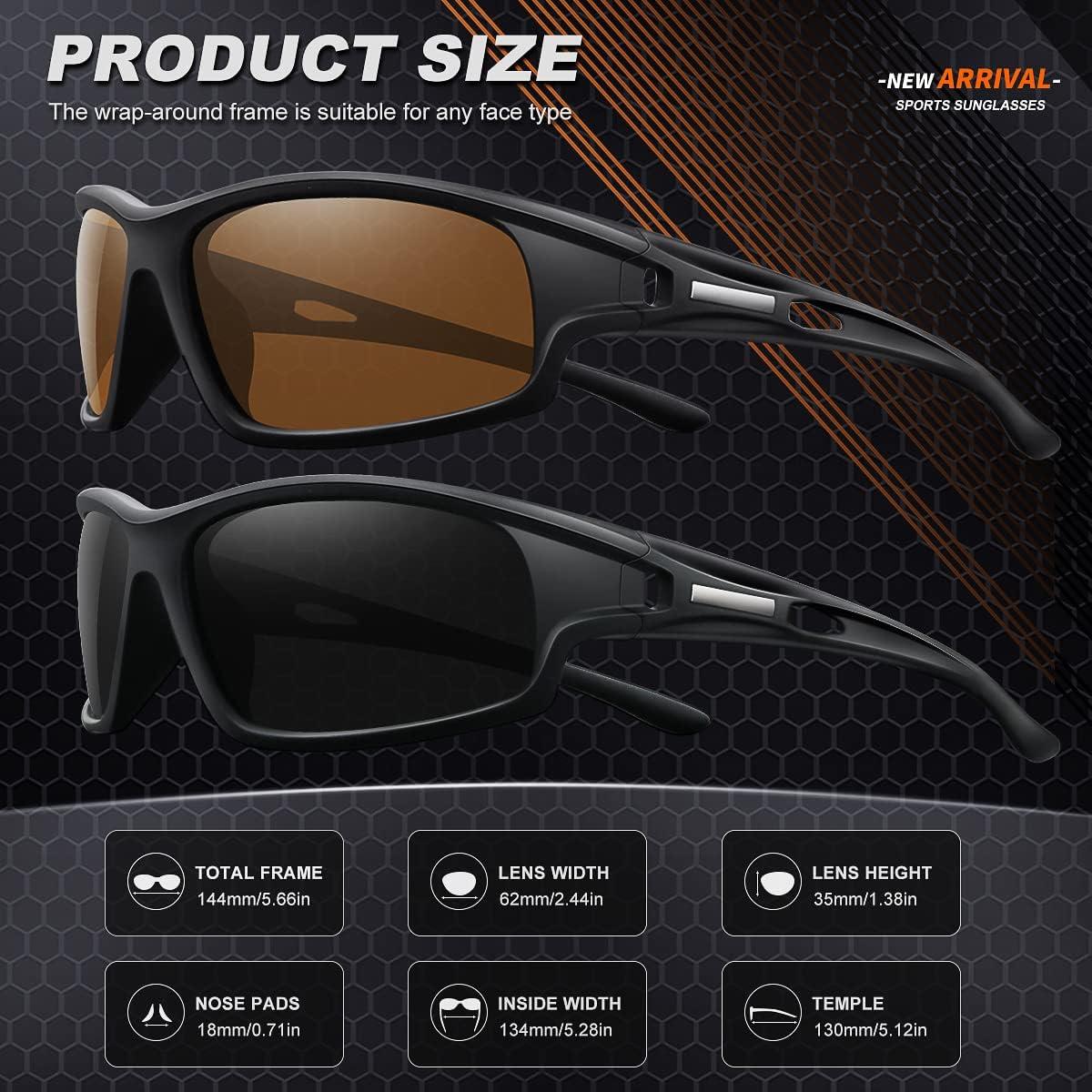 Gafas de sol polarizadas AWGSEE 100% UV 2pack Negro+Marrón