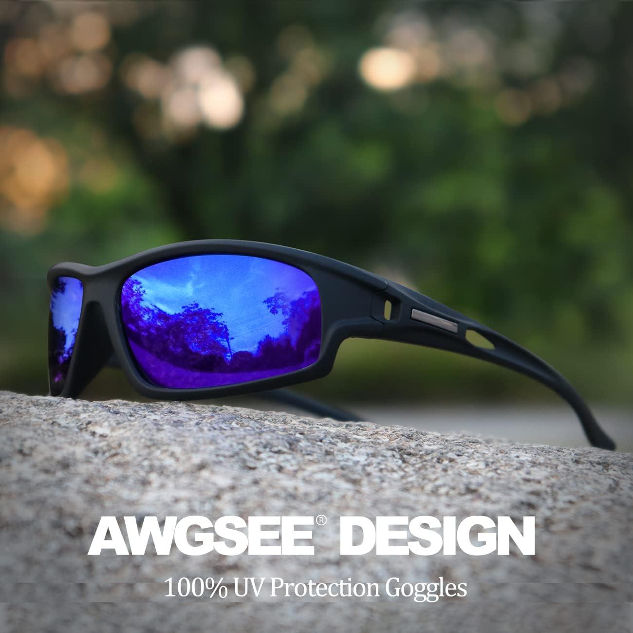 Gafas de sol deportivas AWGSEE polarizadas UV para hombres