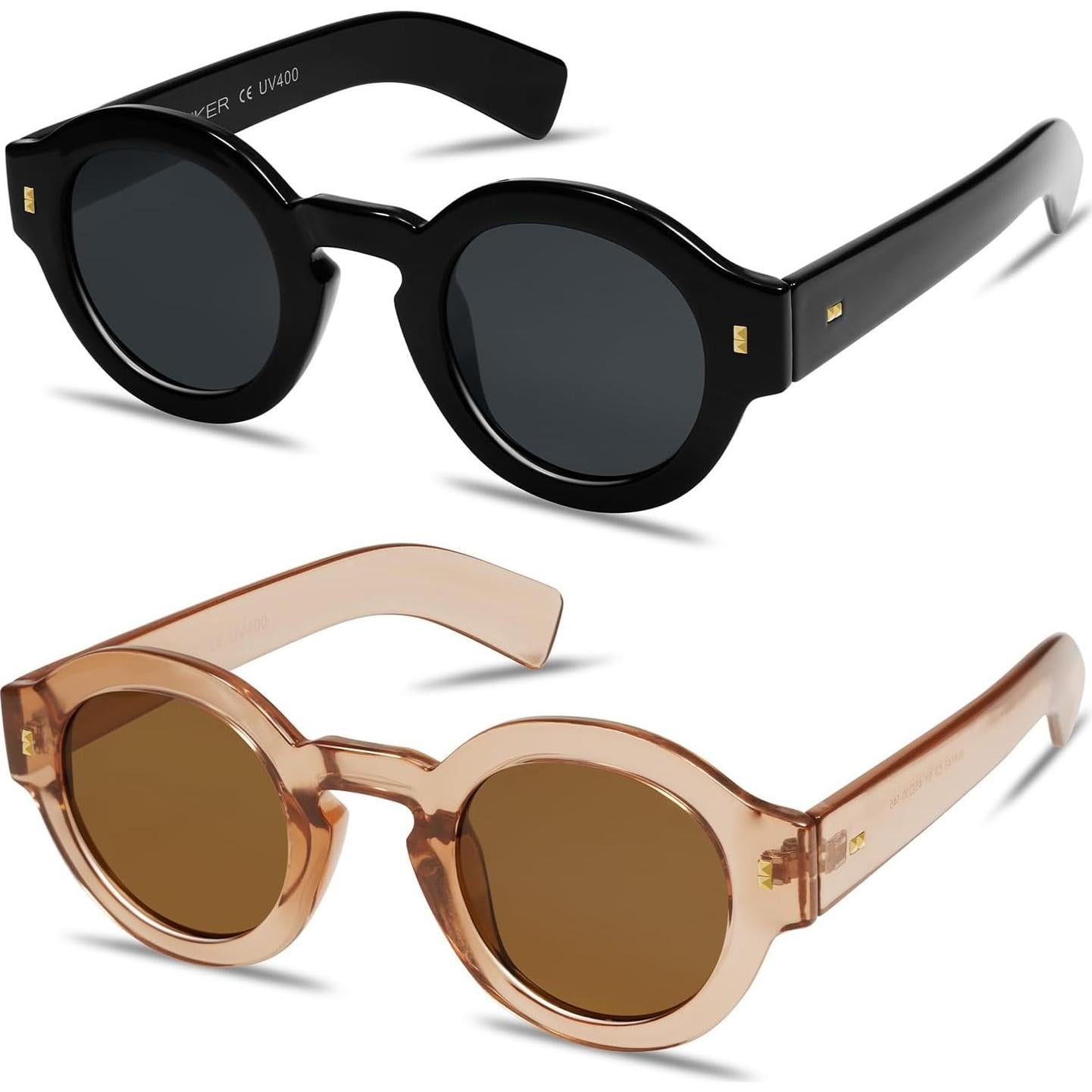 Gafas de sol polarizadas VANLINKER redondas unisex 2 piezas