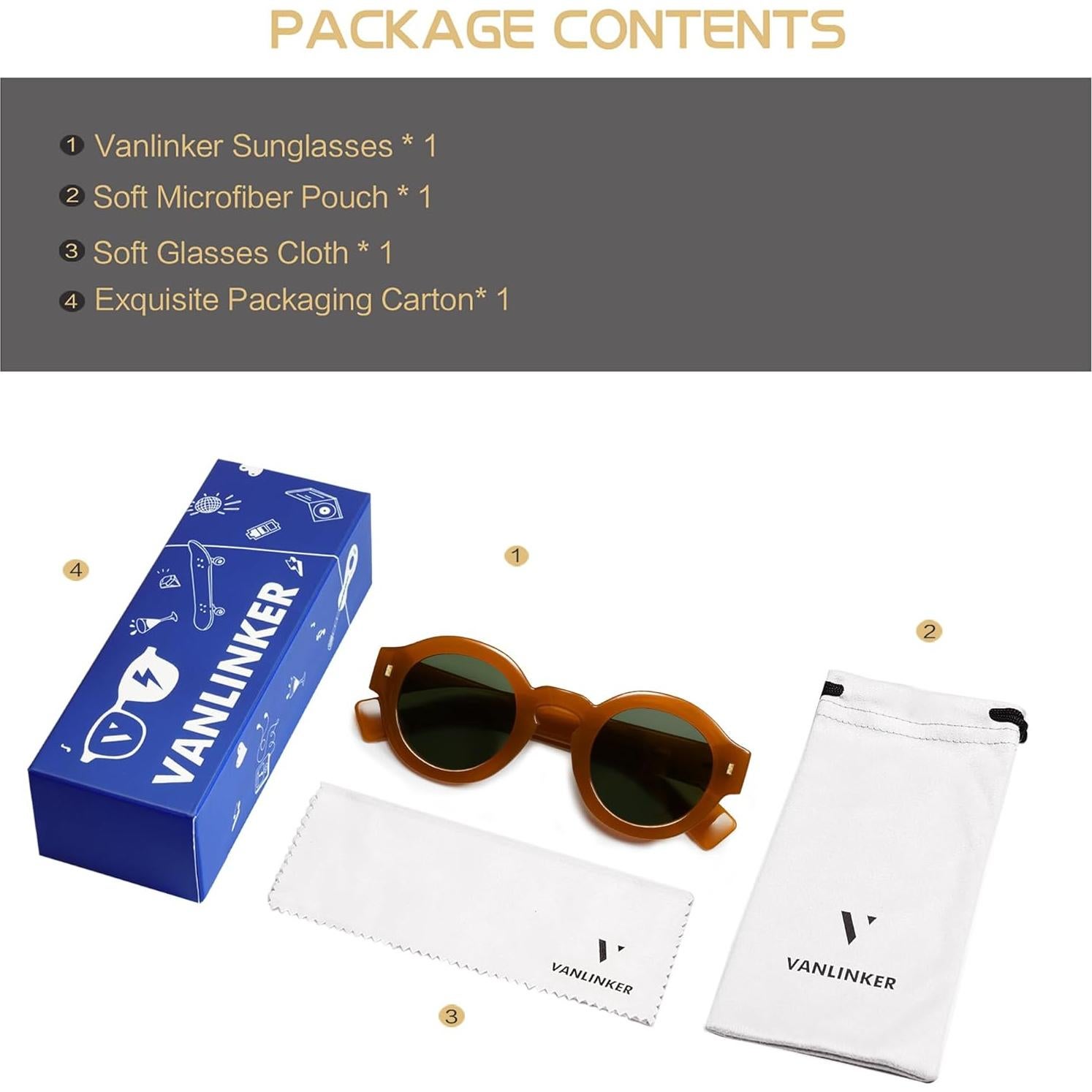 Gafas de sol polarizadas VANLINKER VL9743 unisex redondas