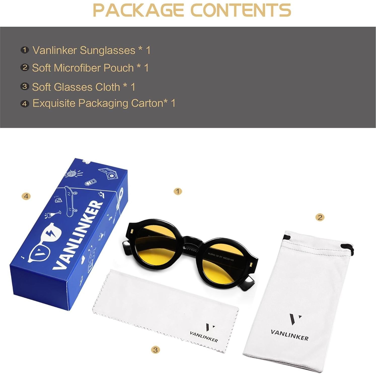 Gafas de sol redondas VANLINKER polarizadas unisex UV400