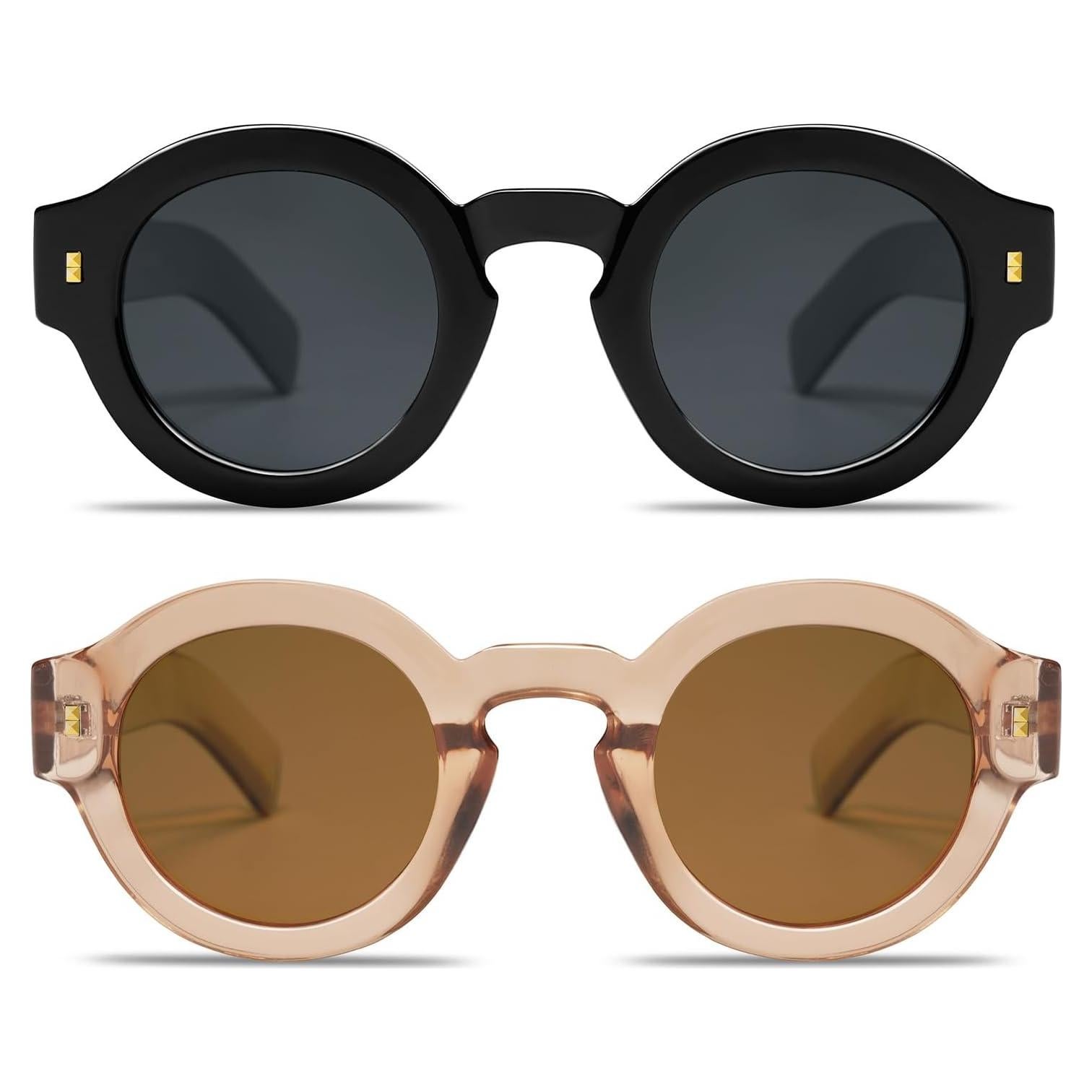 Gafas de sol polarizadas VANLINKER redondas unisex 2 piezas