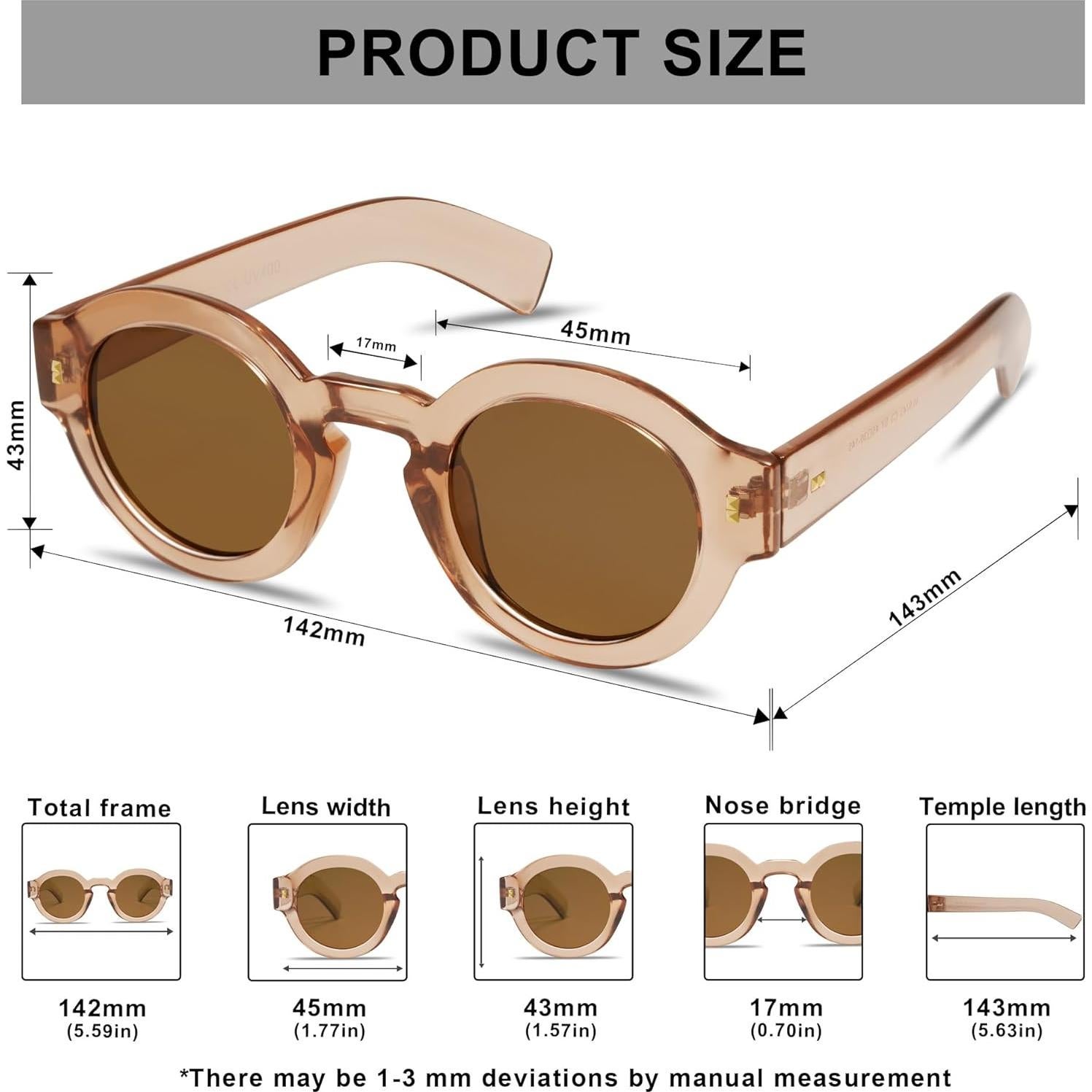 Gafas de sol polarizadas VANLINKER redondas unisex 2 piezas