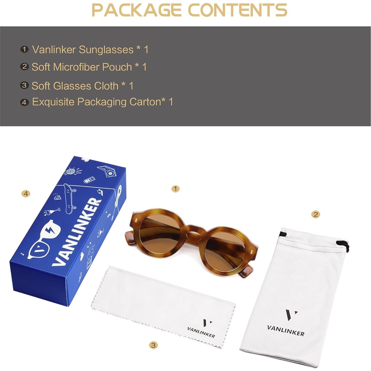 Gafas de sol redondas VANLINKER polarizadas unisex VL9743