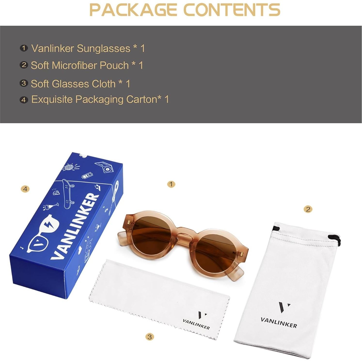 Gafas de sol redondas VANLINKER polarizadas unisex VL9743