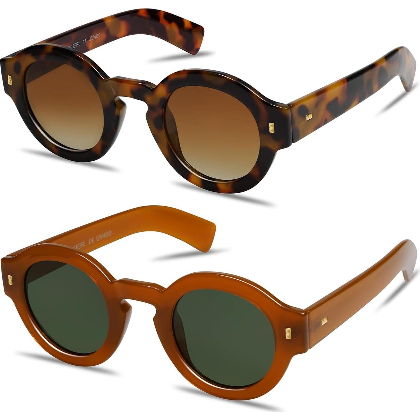 Gafas de sol redondas polarizadas VANLINKER unisex 2 piezas