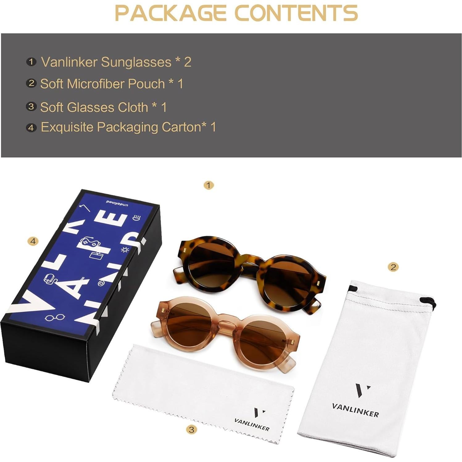 Gafas de sol polarizadas redondas VANLINKER unisex VL9743